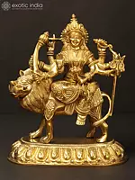 8" Brass Goddess Durga Sculpture | Sacred Home Statue