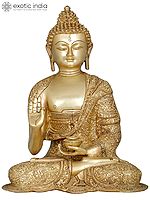 12" Tibetan Buddhist Lord Buddha Interpreting His Dharma | Handmade Brass Statue