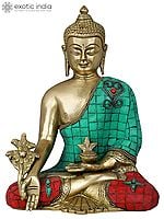 8" Tibetan Buddhist Medicine Buddha In Brass | Handmade | Made In India