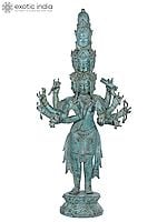 31" Bodhisattva Avalokiteshvara, Coppery Finish In Brass | Handmade | Made In India