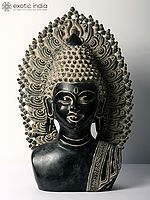 18" Serene Buddha Bust In Brass | Handmade | Made In India
