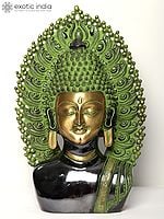 18" Serene Buddha Bust In Brass | Handmade | Made In India