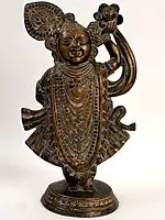 13" Shri Krishna as Shrinath Ji - Fine Quality In Brass | Handmade | Made In India