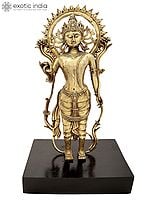 15" Standing Contemplative Padmapani Avalokiteshvara | Dhokra Brass Casting with Wood