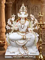 36" Large Superfine Goddess Varahi In White Marble