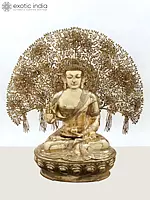 Large Brass Gautam Buddha with Tree of Life