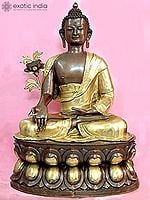 38" Tibetan Buddhist God Medicine Buddha Large Statue in Brass | Handmade | Made In India