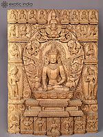 25" Crowned Lord Buddha | Handcarved In Nepal | Made Of Campor Tree Wood