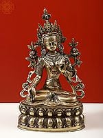 14" Tibetan Buddhist Deity- The White Tara In Brass