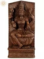 35" Large Wooden Goddess Mariamman Wall Panel