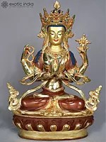 14" Chenrezig Avalokiteshvara Idol from Nepal | Tibetan Buddhist Deity Statue
