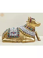 6" Small Nandi Bull Brass Statue - The Vehicle of Lord Shiva