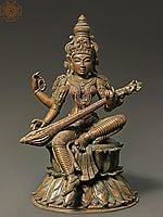 15" Bronze Goddess Saraswati Statue