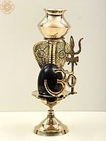 12" Assembly to Bath Shiva Linga with Dripping Vase for Milk or Water In Brass | Handcrafted In India