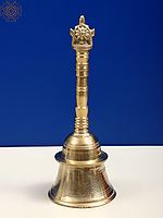 Vaishnava Handheld Bell with Conch and Chakra In Brass