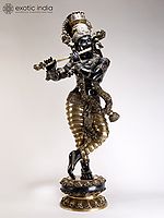 45" Beautiful Superfine Lord Krishna with Swaying Necklace of Flowers | Eighth Incarnation of God Vishnu
