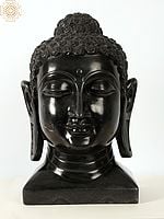 Black Marble Lord Buddha Head | Handmade in Jaipur | Tibetan Buddhist