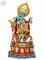 62" Large Wooden Krishna Statue | Indian Handcrafted Idol