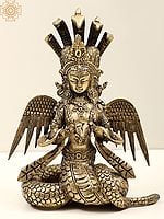 8" Naga Kanya Statue (The Snake Woman) in Brass | Handcrafted in India