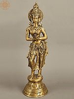 28" Large Sized Gracious Namaste Lady | Brass Statue | Handmade | Made In India