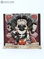 12" Lord Vishnu Wall Panel with Sheshnag | Wood Carving