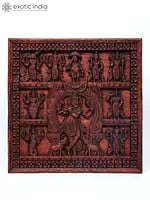 36" Large Dashavatara of Lord Vishnu | Wall Hanging Panel | Wood Carving