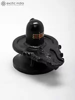 4" Black Marble Shiva Linga Idol | Handmade | Made in India