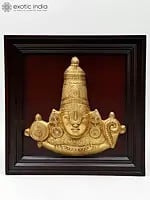 20" Wood Framed Brass Tirupati Balaji (Venkateshvara) | Wall Hanging