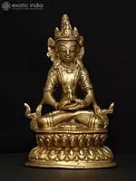 4" Small Crowned Shakyamuni Buddha Statue in Brass