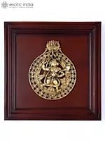 19" Wood Framed Brass Lord Hanuman | Wall Hanging