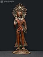 Standing Crowned Buddha in Abhaya Mudra