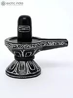 Carved Shiva Linga Idol | Black Marble Sculpture from Mahabalipuram