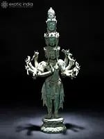 31" Bodhisattva Avalokiteshvara, Coppery Finish In Brass | Handmade | Made In India