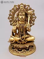 18" Pawan Putra Lord Hanuman Seated on Throne in Blessing Gesture