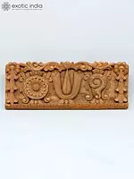 24" Vaishnava Symbols - Chakra, Tilak and Conch | Wood Carved Wall Hanging Panel