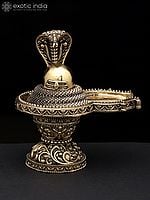 4" Small Brass Superfine Shivalinga with Protecting Naag