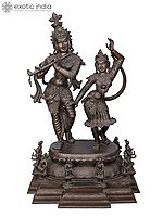 60" Large Radha & Krishna Panchaloha Bronze Statue from Swamimalai | Madhuchista Vidhana (Lost-Wax) - (Shipped by Sea)