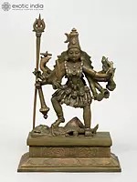 12" Goddess Kali Standing on Lord Shiva | Madhuchista Vidhana (Lost-Wax) | Panchaloha Bronze from Swamimalai