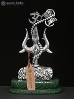 4" Small Brass Superfine Stylized Trishul on Green Aventurine Gemstone Base