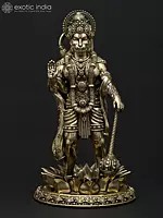 8" Superfine Standing Lord Hanuman in Blessing Gesture | Brass Statue