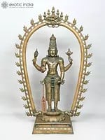 52" Large Superfine Standing Lord Vishnu with Prabhavali | Madhuchista Vidhana (Lost-Wax) | Panchaloha Bronze from Swamimalai