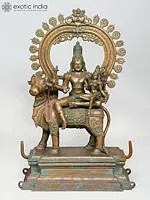 36" Large Superfine Pradosha Moorthy (Shiva Parvati on Nandi) | Madhuchista Vidhana (Lost-Wax) | Panchaloha Bronze from Swamimalai