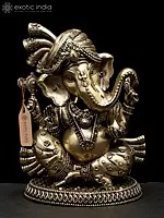 4" Small Superfine Turbaned Lord Ganesha | Brass Statue
