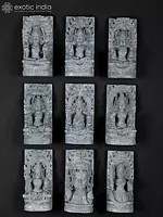 8" Navagraha Set | Set of Nine Gray Stone Statues | Made In Orissa