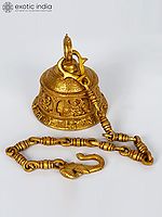 6" Goddess Durga Ritual Bell in Brass