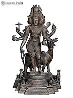 58'' Large Dattatreya Idol | Madhuchista Vidhana (Lost-Wax) | Panchaloha Bronze from Swamimalai (Shipped by Sea)