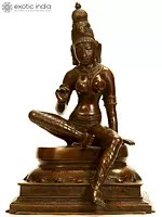 14" Seated Uma (Devi Parvati) Brass Statue | Handmade | Made in India