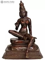 14" Seated Uma (Devi Parvati) Brass Statue | Handmade | Made in India