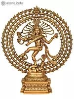 28" Nataraja in a Stylized Ring of Flames In Brass | Handmade | Made In India