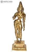 13" Standing Parvati in Brass | Handmade | Made In India